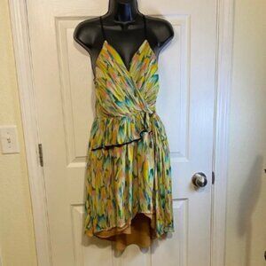 Hype 100% Silk Multicolor Boho High Low Dress Size 6